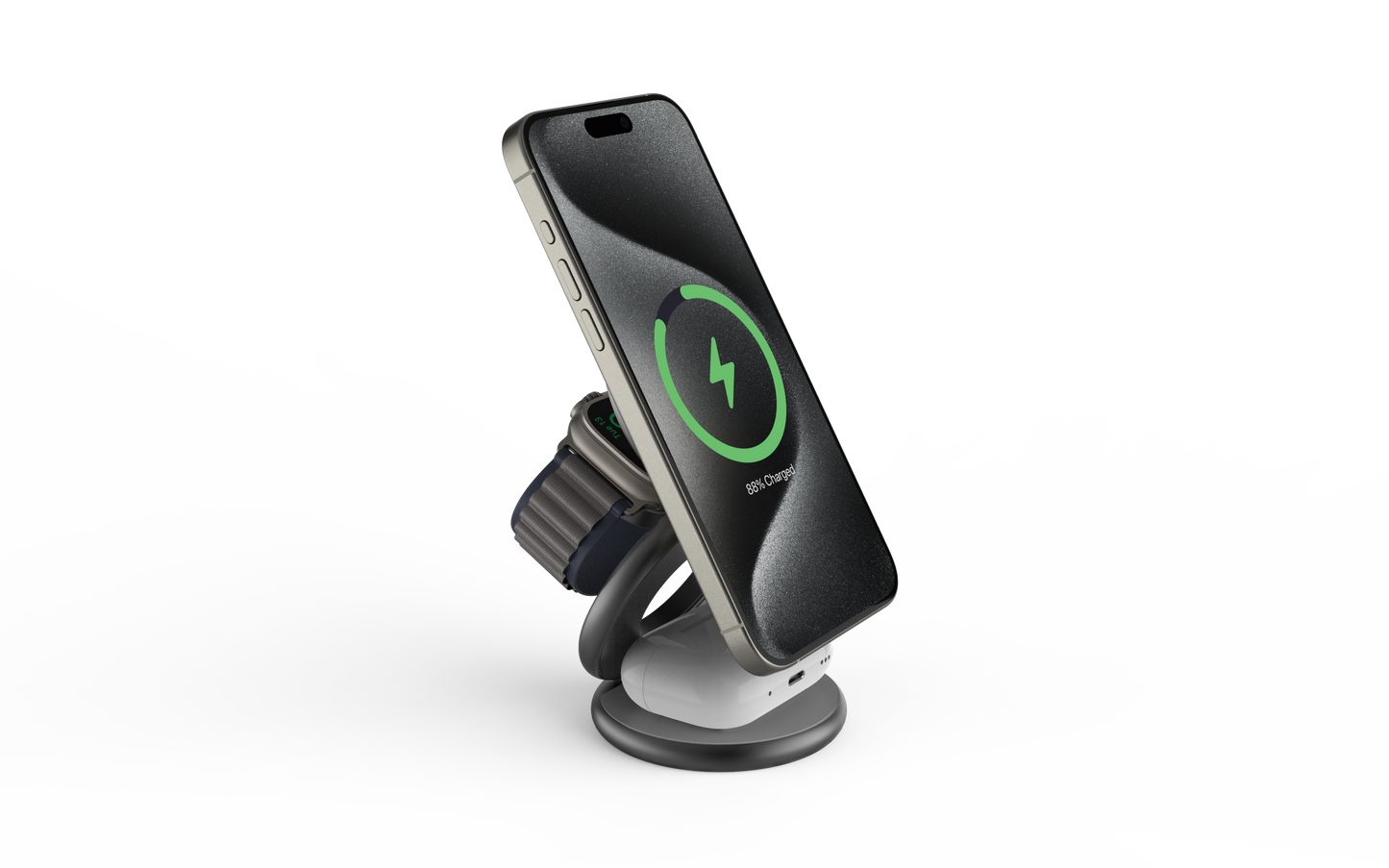 3-in-1 Foldable MagSafe Compatible Wireless Charging Station with Night Light