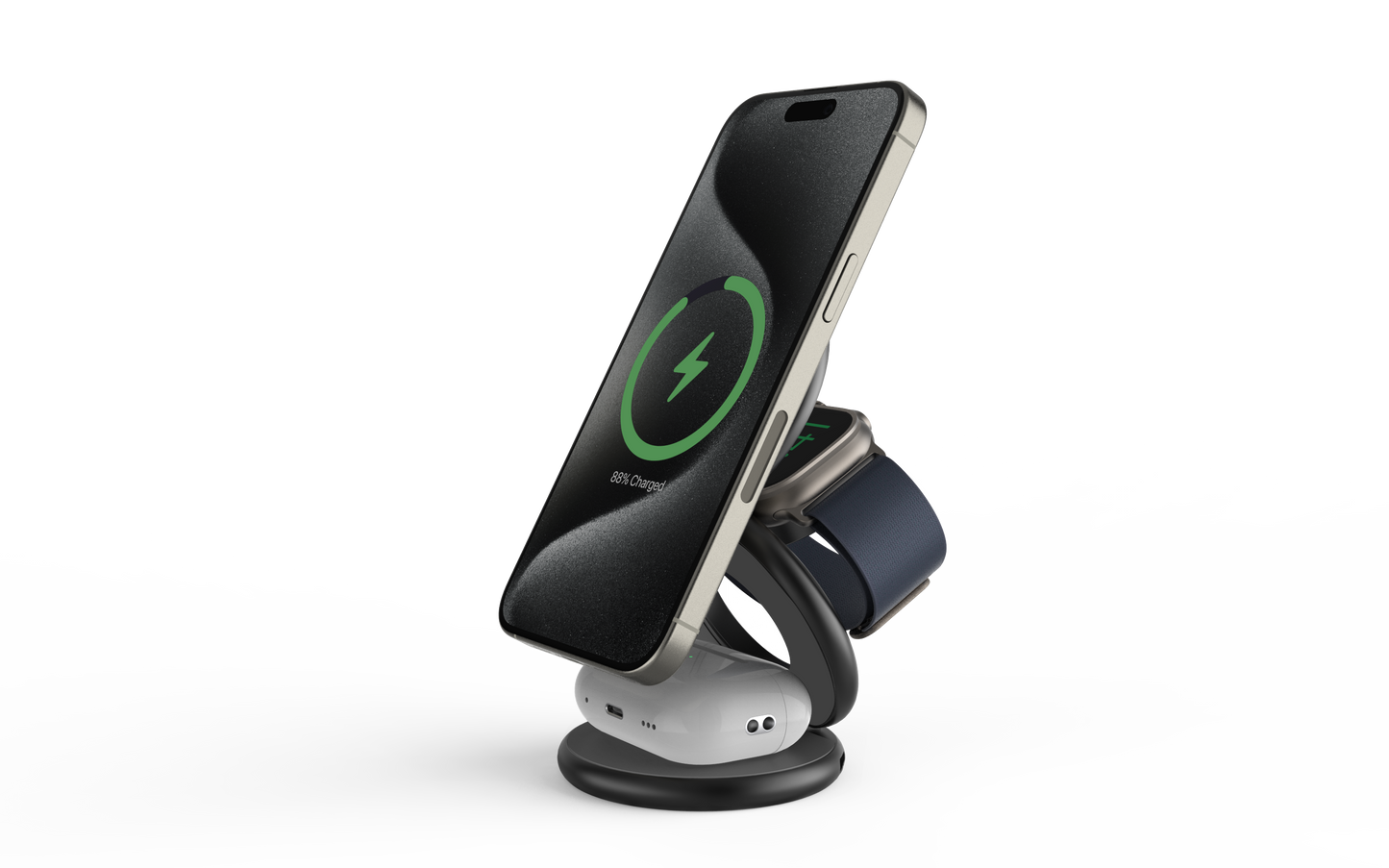 3-in-1 Foldable MagSafe Compatible Wireless Charging Station with Night Light