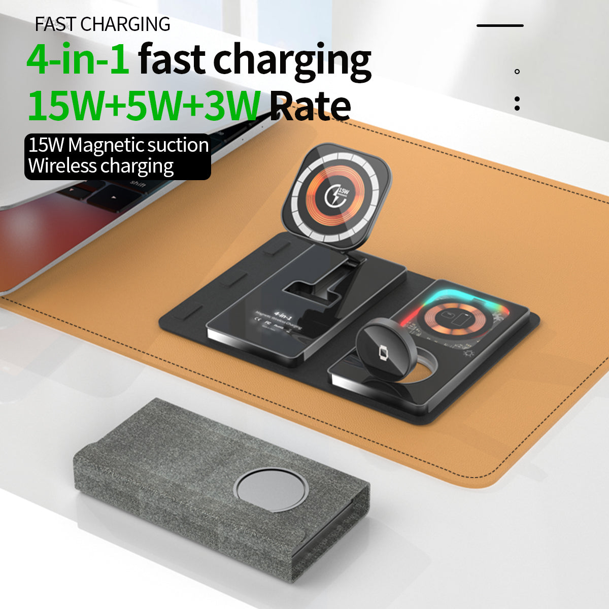 Ultra-Slim Transparent Foldable 15W MagSafe Compatible Wireless Charging Station