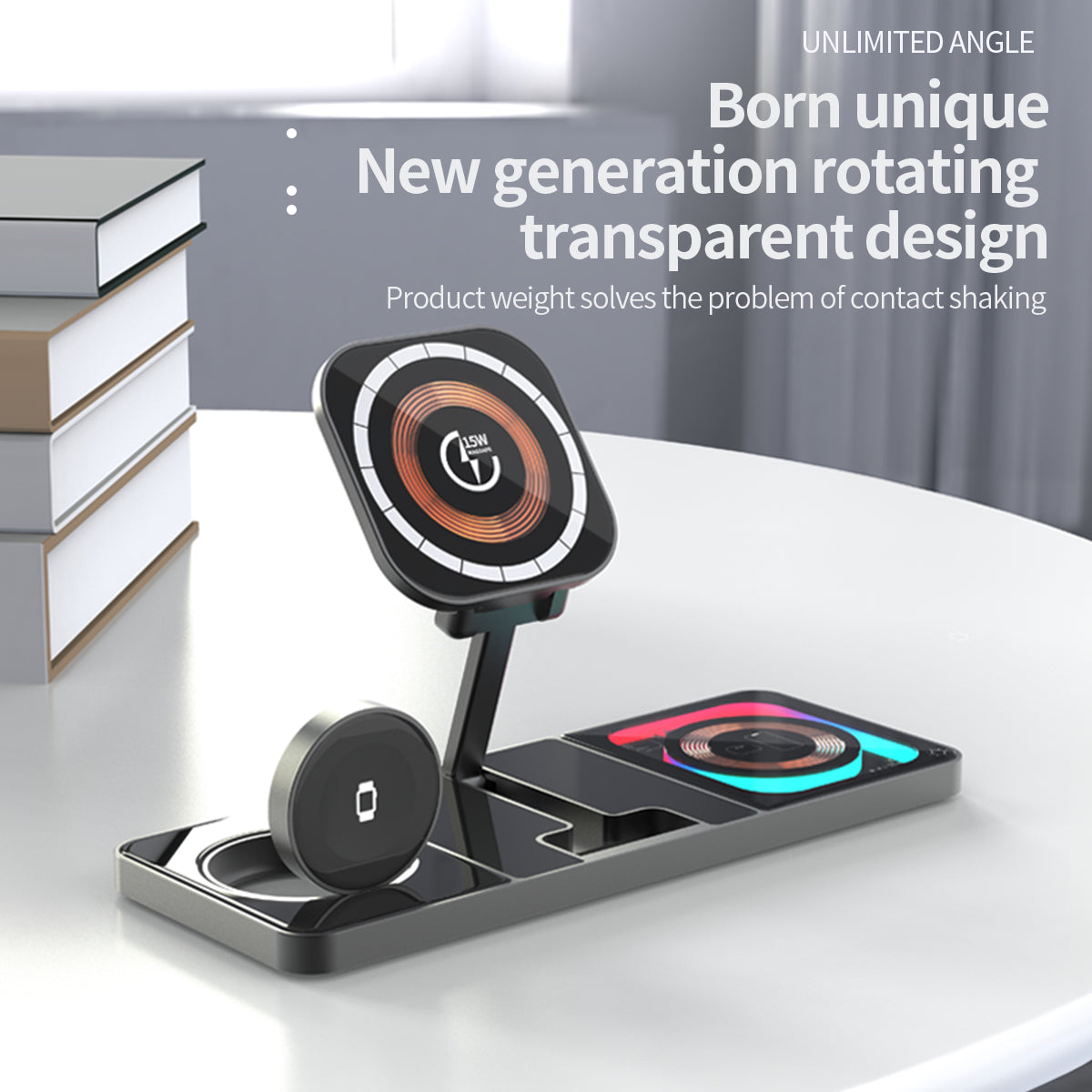 Ultra-Slim Transparent 15W MagSafe Compatible Wireless Charging Station