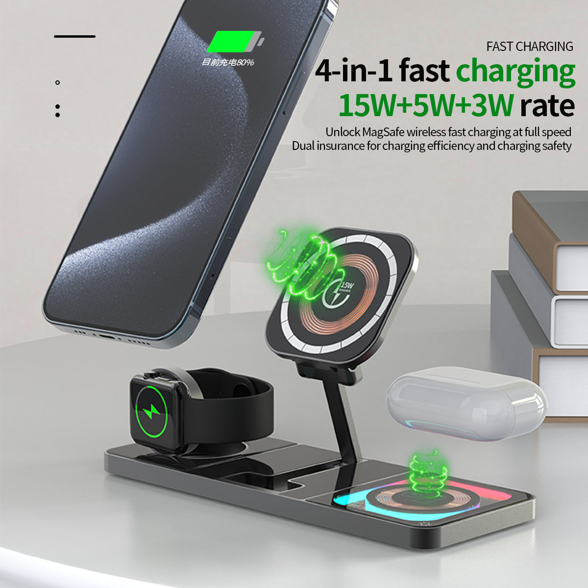 Ultra-Slim Transparent 15W MagSafe Compatible Wireless Charging Station